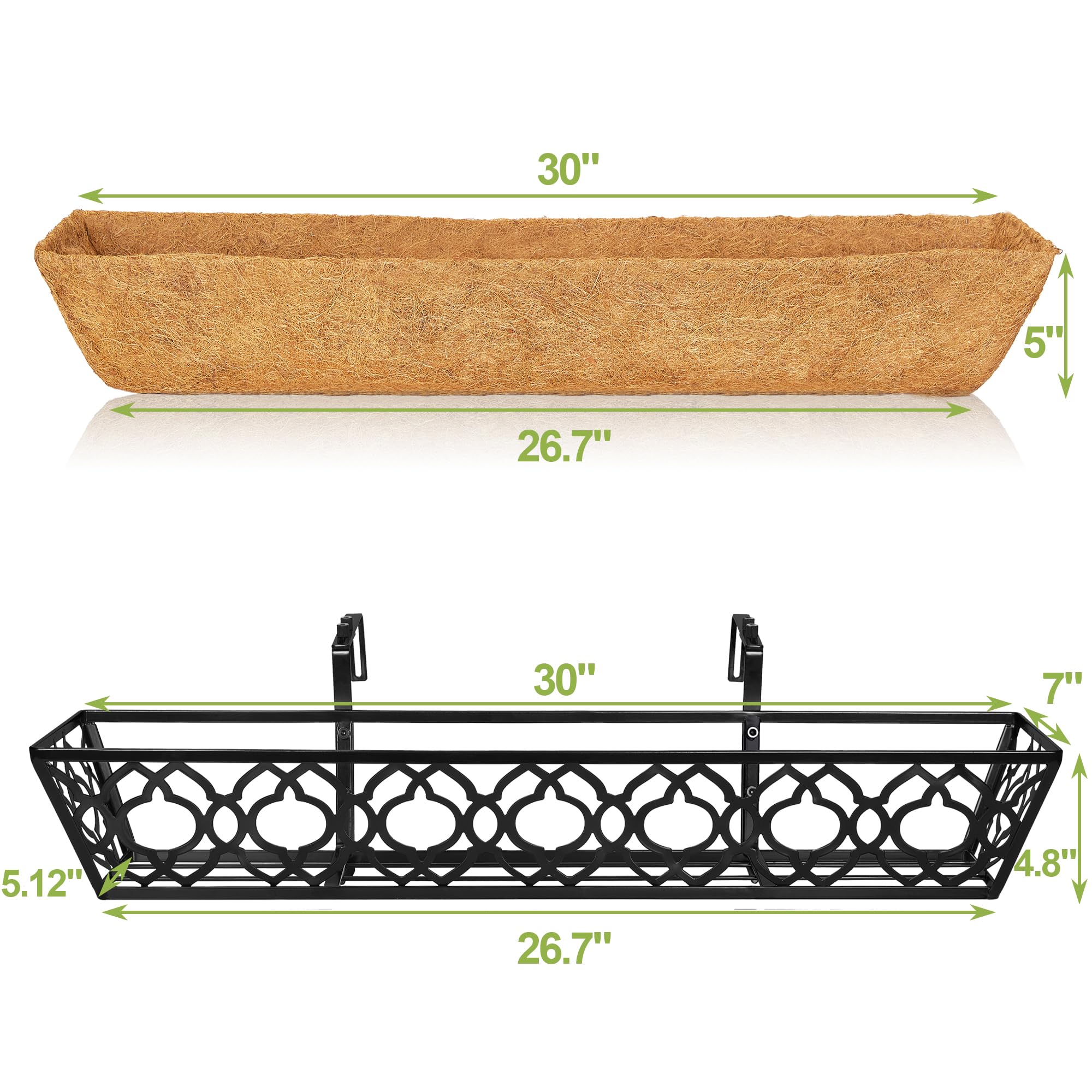 hanging horse trough planter HFHOME 2 Pcs 30" Window Box Deck Railing Planter with Horse Trough Coc