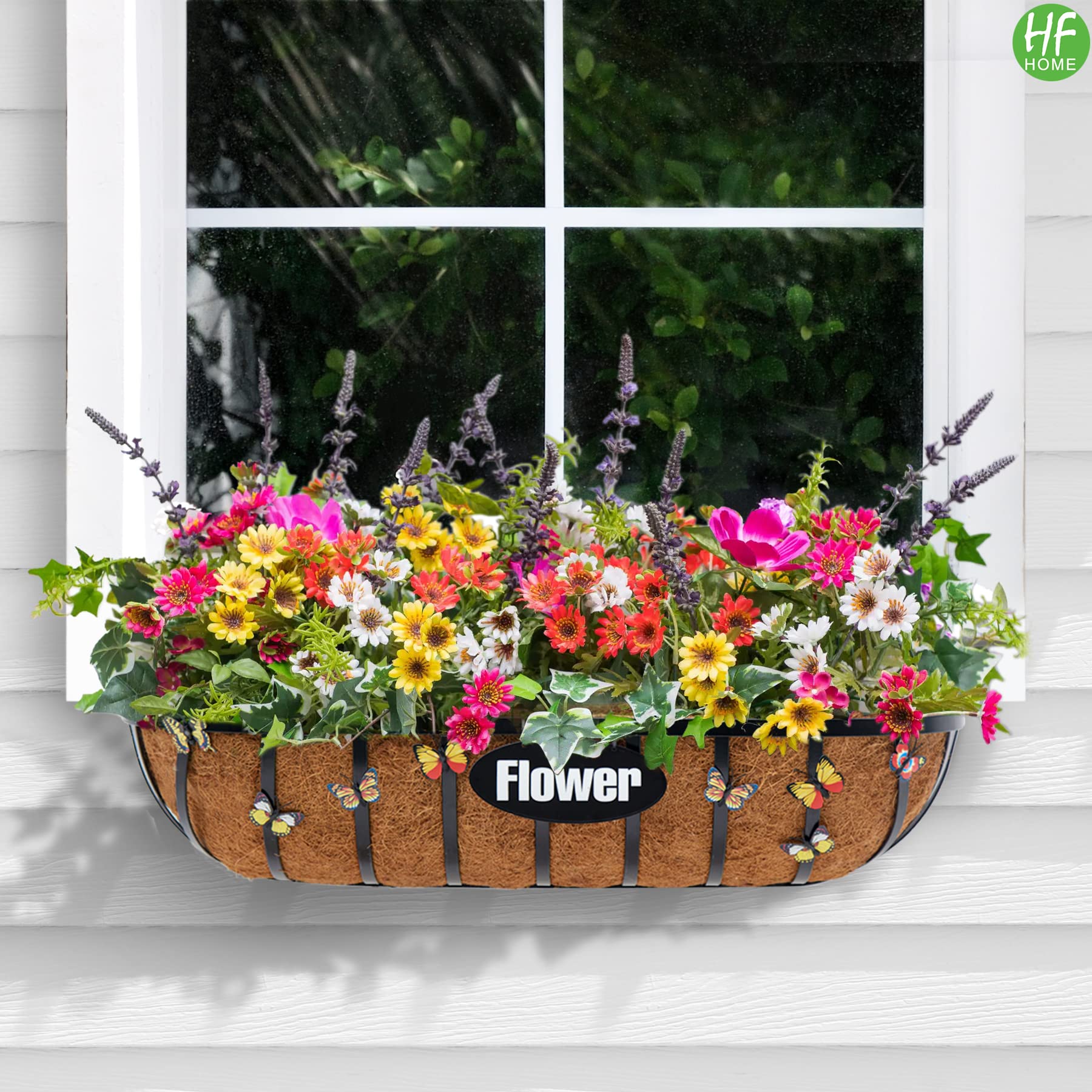 hanging horse trough planter HFHOME 30" Window Box Deck Railing Planter with Horse Trough Coco Line