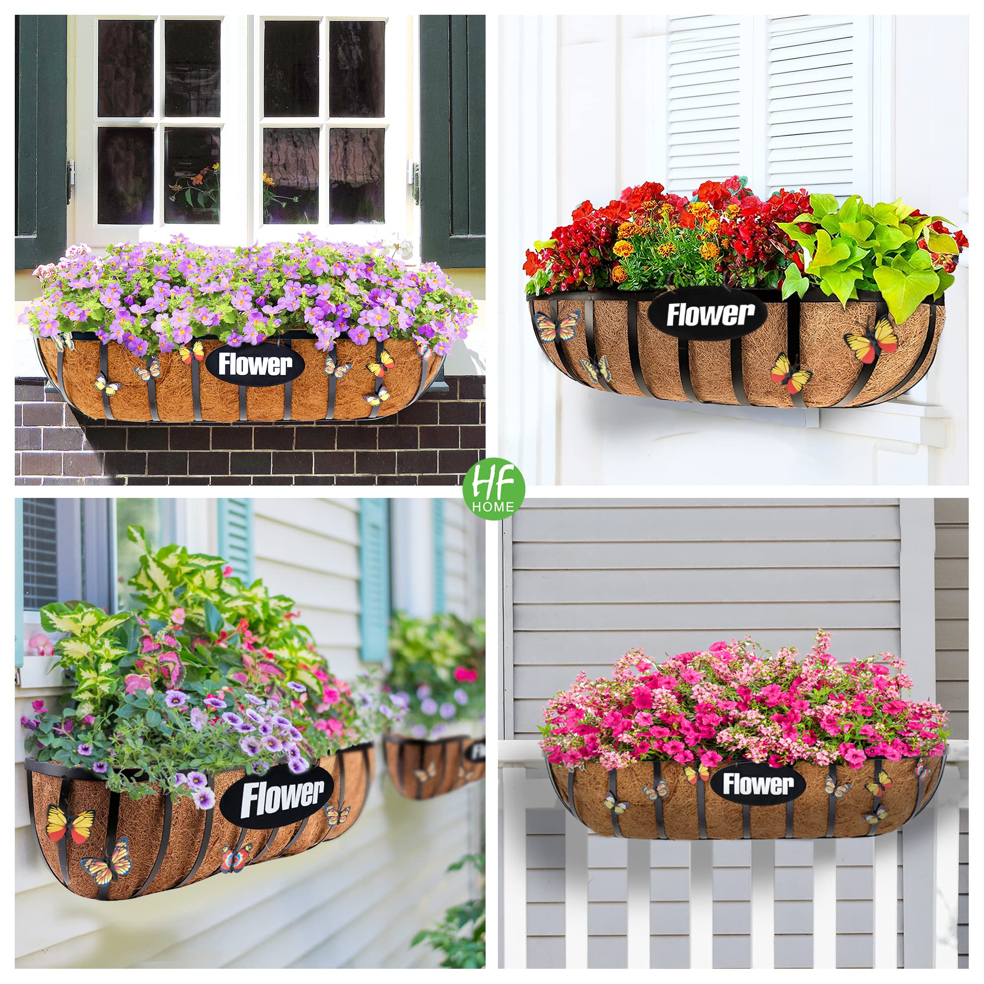 hanging horse trough planter HFHOME 30" Window Box Deck Railing Planter with Horse Trough Coco Line